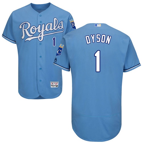 Royals #1 Jarrod Dyson Light Blue Flexbase Authentic Collection Stitched MLB Jersey - Click Image to Close